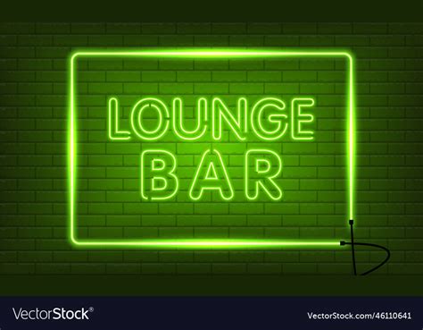 Neon Sign Lounge Bar In A Frame On Brick Wall Vector Image