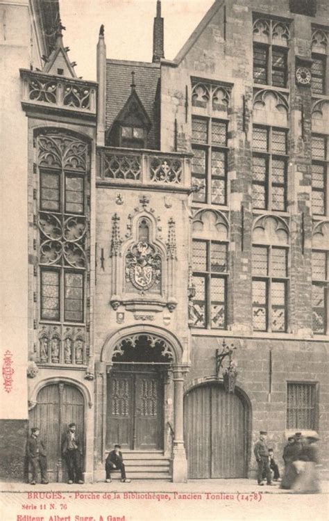 Vintage Postcard 1900 S Bruges Porche De La Bibliotheque Tancien