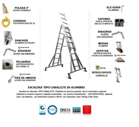 Escalera Certificada Tipo Caballete En Aluminio Industrial Escaleras