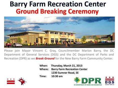 Barry Farms Recreation Center Ground Breaking Flyer Ppt