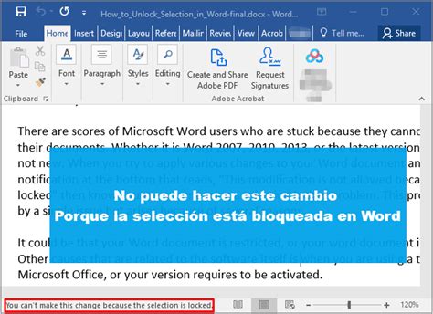 Cómo desbloquear la selección en Word 4 Formas