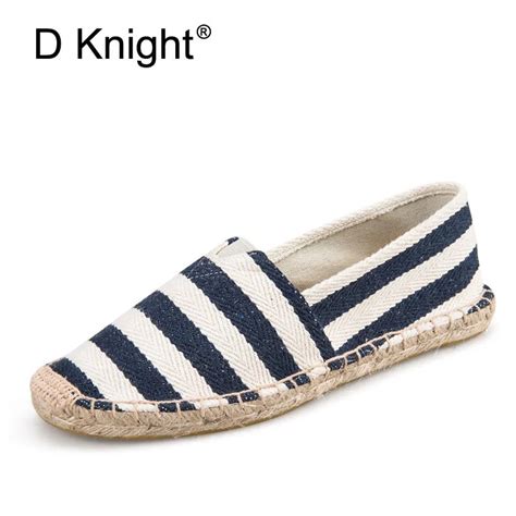 New Stripe Canvas Espadrilles For Women Fashion Slip On Casual