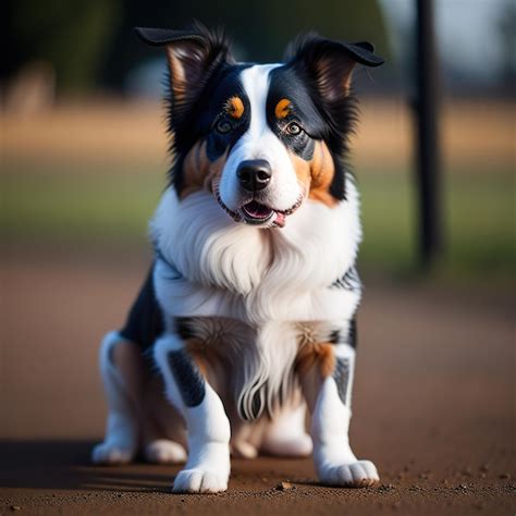 Un Perro Con Pelaje Blanco Y Negro En La Cara Est Sentado En Un Camino