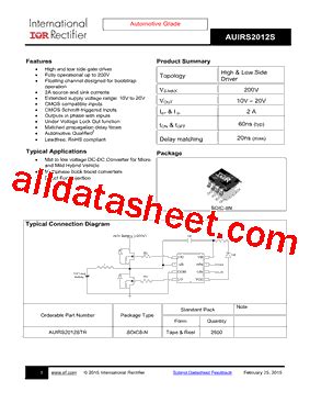 AUIRS2012S Datasheet PDF Infineon Technologies AG