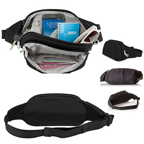 Travelon Anti Theft Slim Waist Pack RFID Blocking Travel Pouch Fanny Pack Black | eBay