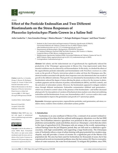 PDF Effect Of The Pesticide Endosulfan And Two Different