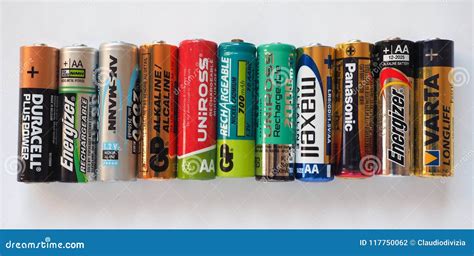 AA Batteries of Many Different Brands Editorial Photography - Image of ...