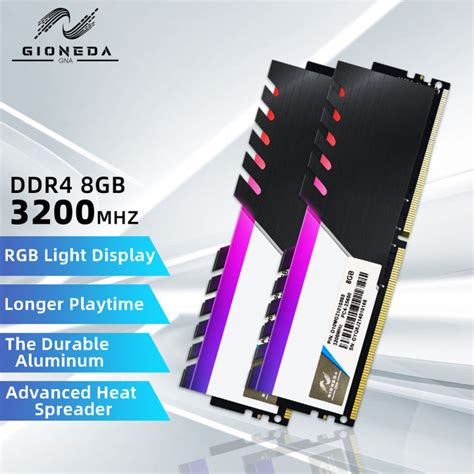 Gioneda RGB DDR4 RAM 16GB (8GBX2) Turbine Gaming 288-Pin 3200MHz (PC4 ...