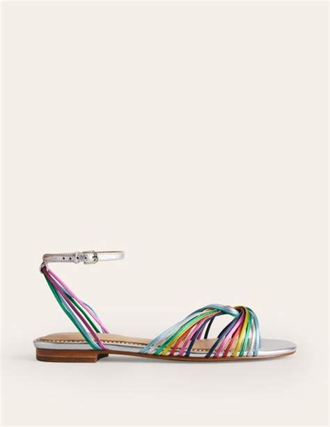 Twist Front Sandals Multi Metallic Leather Boden UK