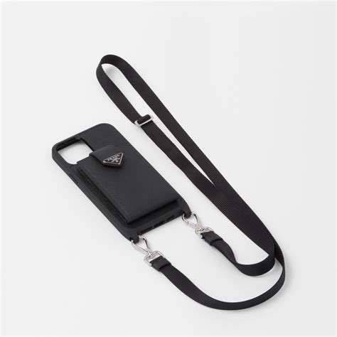 Black Saffiano Leather Iphone Pro Max Case Prada