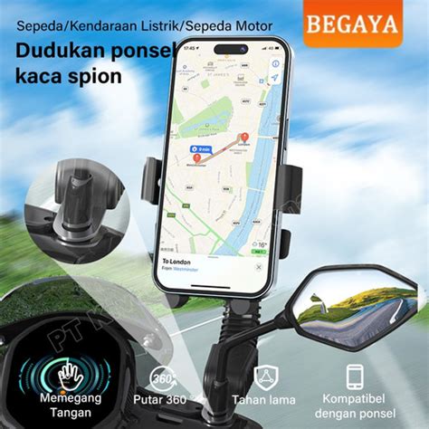 Promo BEGAYA Motor Handphone Phone Holder HP Stang Spion Stang Sepeda