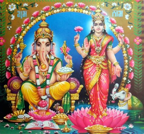 Ganesh Lakshmi 1970s Indian Print Via Ebay Oldbollywoodposters Hindu Deities Diwali Gods