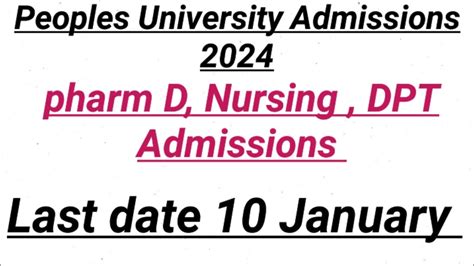 Peoples University Of Medical And Health Sciences PUMHS Admissions 2024