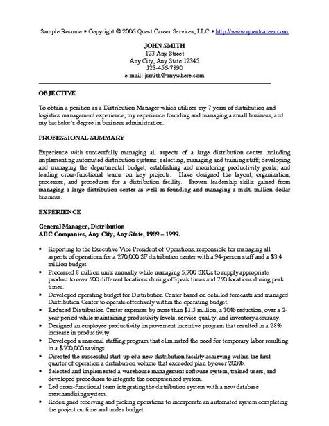 Sample Resume Example 1 Executive Resume Or Management Resume