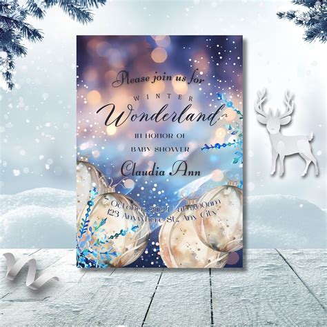 Editable Blue Winter Wonderland Birthday Invitation Winter - Etsy