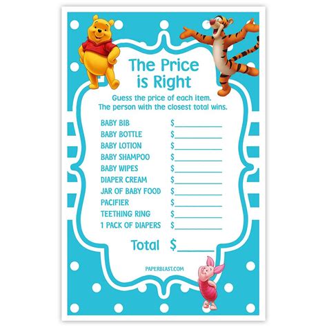 Buy Winnie The Pooh Baby Shower Game Price Is Right Online At