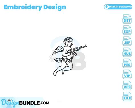 Cupid With A Gun Embroidery Design Instant Download Bestdesignbundle