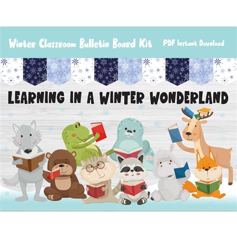 Winter Reading Bulletin Board Kit/library Printable/december - Etsy