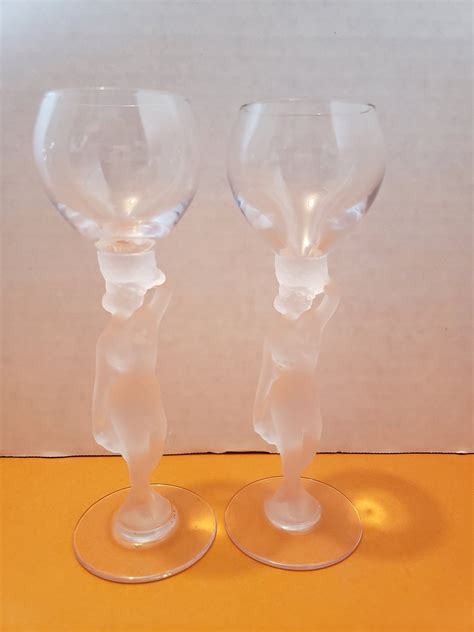 Bayel Bacchante Frosted Nude Stem Glasses French Crystal Nude Etsy