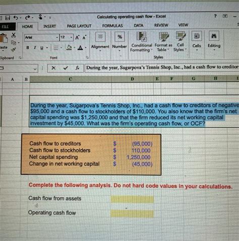 Solved Calculating Operating Cash Flow Excel File Home