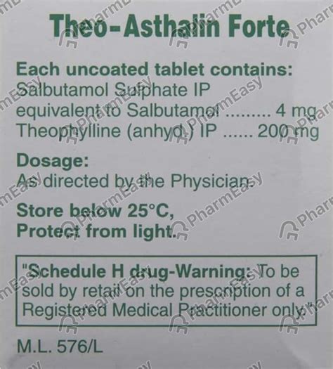 Buy Theo Asthalin Forte Strip Of 15 Tablets Online At Flat 15 Off