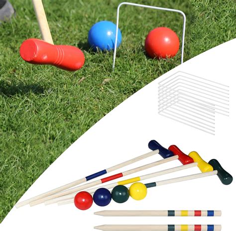 ZORB Ensemble de Jeu de Croquet en Bois pour 4 Joueurs Idéal pour Les