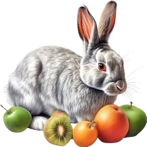 ai generiert ein Nahansicht Bild von ein bunt Hase und Früchte KI