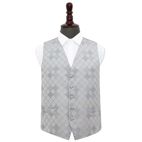 Mens Diamond Silver Wedding Waistcoat Wedding Waistcoats Waistcoat