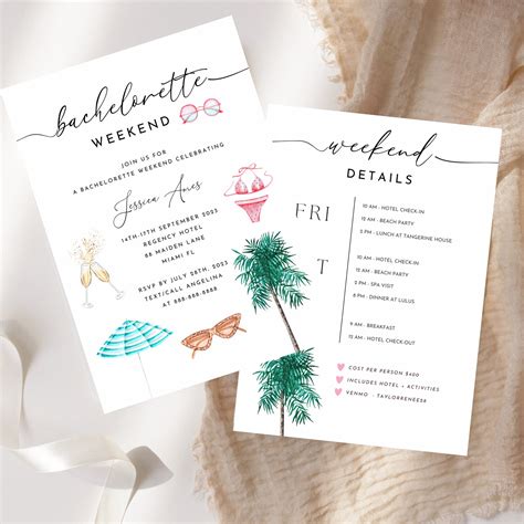 Bikini Bachelorette Party Invitation Template Tropical Etsy