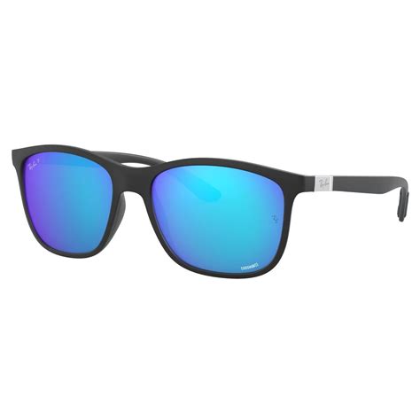 Lente Solar Ray Ban Chromance Polarizado Azul Armaz N En Nylon Negro