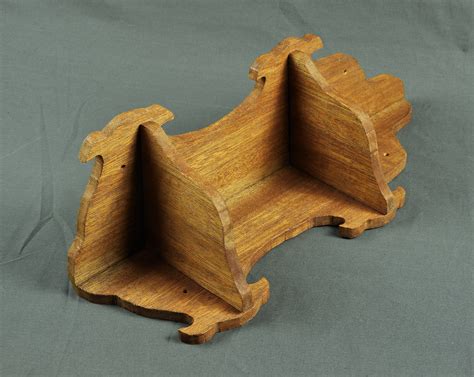 Vintage Corner Shelf Wall Hanging Solid Wood Medium Brown Carved