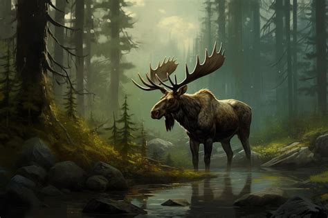 Premium AI Image | moose in the forest