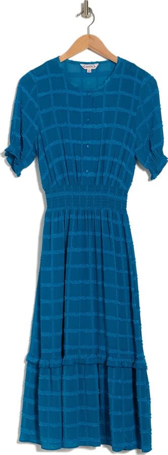 Nanette Lepore Dobby Plaid Midi Dress Shopstyle