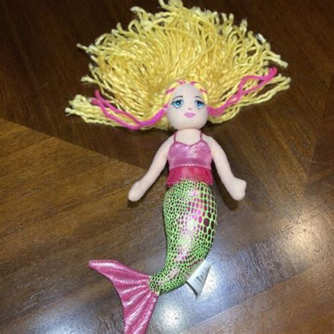 Ripleys Aquarium Mermaid Plush Stuffed Doll Blonde Hair Rainbow Body