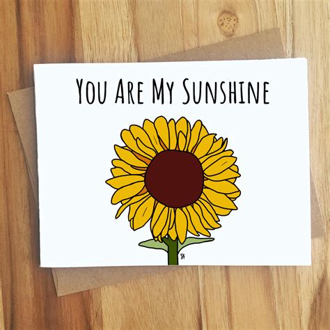 You Are My Sunshine Sunflower Pun Greeting Card Handmade Etsy