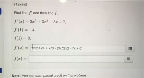 Solved 1 Point First Find F And Then Find F F X 3x3