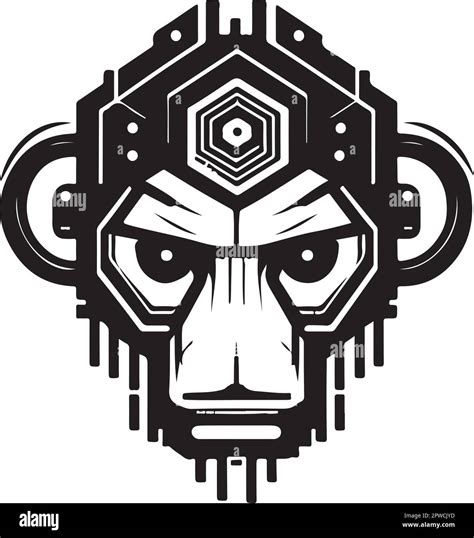 Cyborg Ape Esport Mascot Logo Design Tech Illustration Of Monkey For