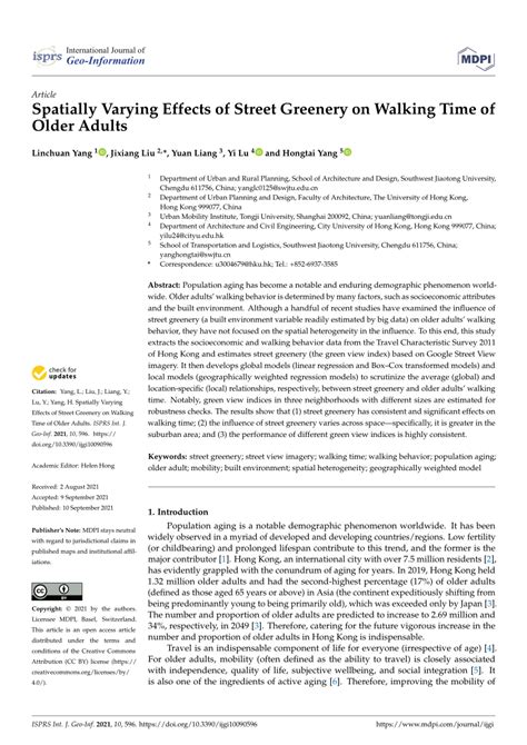 Pdf Spatially Varying Effects Of Street Greenery On Walking Time Of