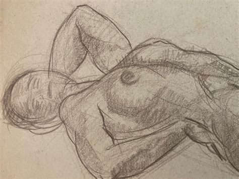 Molto Bello Disegno Antico Nudo Matita Carta Donna Nuda Erotico 1930