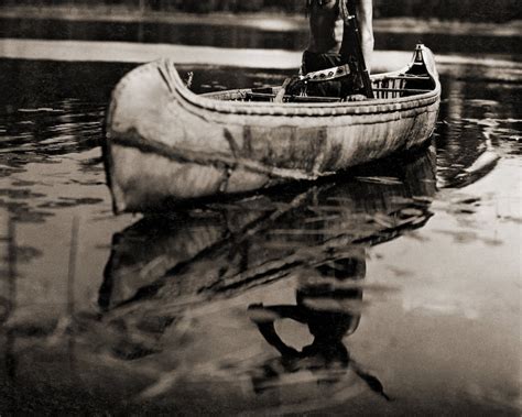 The Moose Call Ojibway Man In Canoe Blowing A Moose Call Photographed