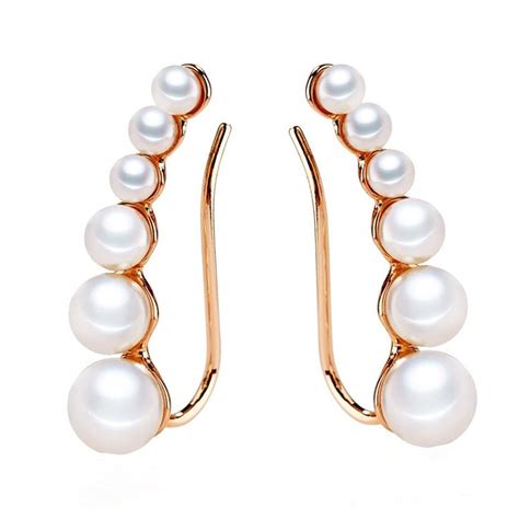 Ear Crawler Earrings Climbers Pearl Cuff Earrings Pin Vine Wrap Studs