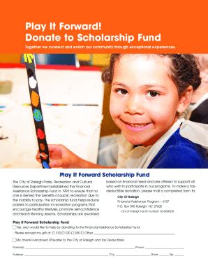 Fillable Online Fill IoPlay It Forward Donate To Scholarship