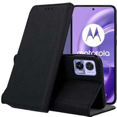 Etui Z Klapką Do Motorola Edge 30 Neo Czarne Zamykane Magnetyczne