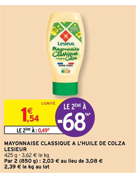 Promo Mayonnaise Classique L Huile De Colza Lesieur Chez Intermarch