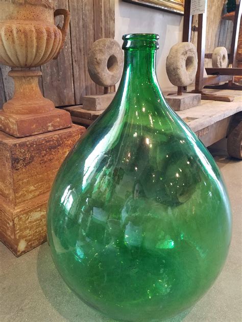 Pair Of Italian Green Glass Demijohns For Sale At 1stdibs Demijohn