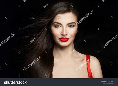 Sexy Woman Brunette Dark Straight Hair Stock Photo Shutterstock