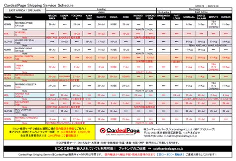 海外輸送サービス 船スケジュール 中古車輸出をはじめよう！ ノウハウ、必要な知識満載 カーディールページ