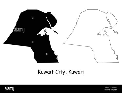 Kuwait City Kuwait Detailed Country Map With Location Pin On Capital