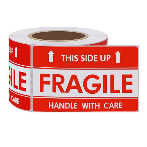 Snapklik Hybsk This Side Up Fragile Stickers 2x3 Inch Handle