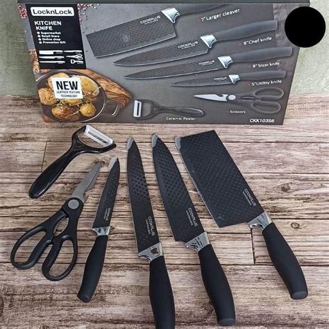 Set Pisau Dapur LOCKnLOCK Black Box Kitchen Knife 6 IN 1 Hitam PREMIUM